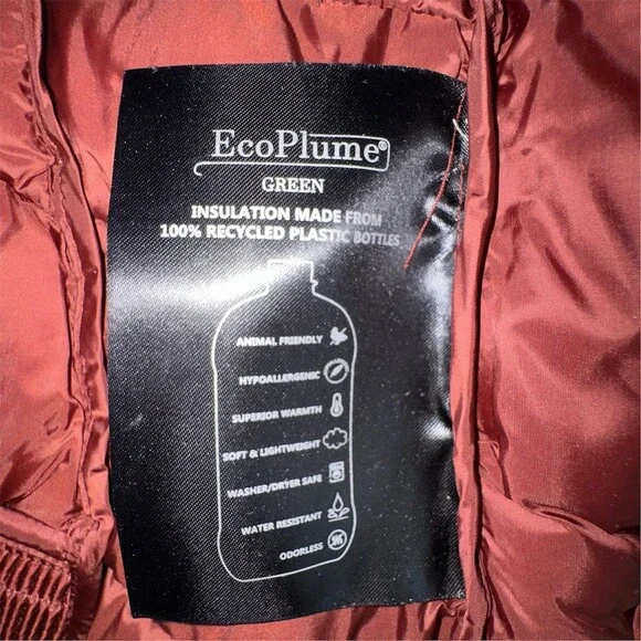 Bernardo Womens XS Rust Brown Criss Cross Hooded Puffer Jacket Fleece Lined Hood - Picture 5 of 11